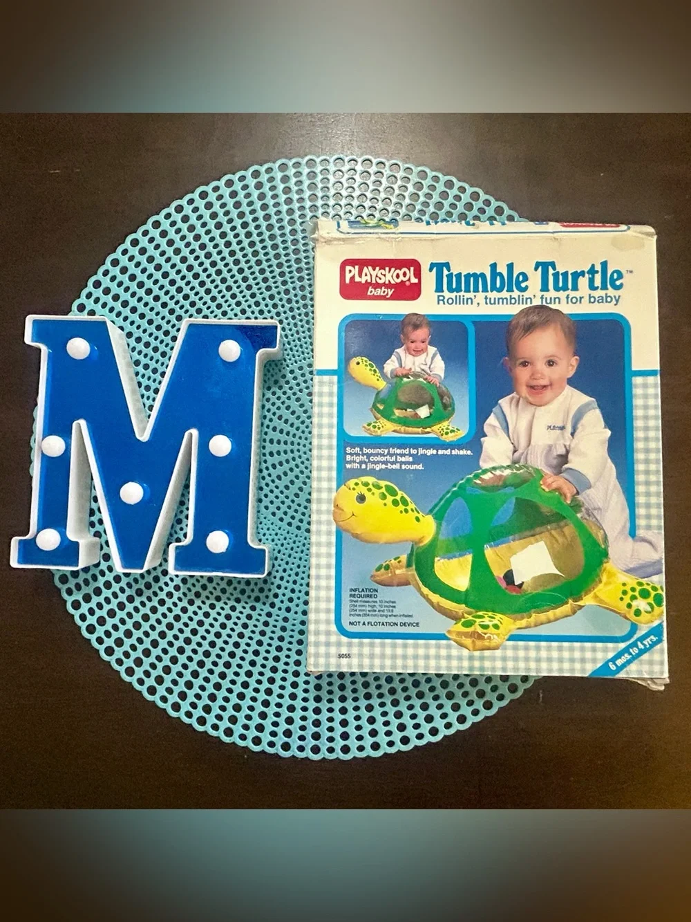 Vintage Playskool Baby Tumble Turtle Inflatable 1986 6mo-4yrs